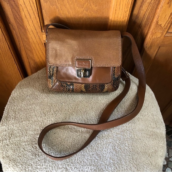 🎃Cole Haan Brown Snakeskin Leather Crossbody Bag